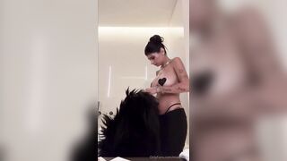 Mia Khalifa Trying on a Sexy Outfit with Her Breasts Exposed