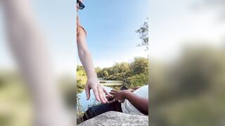 Unfaithful girl has sex on the riverbank with her lover