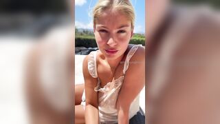 Hot Blonde Enjoying an Outdoor Passionate Moment After Sunbathing Her Body