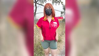 Big-ass cashier having sex for money with a stranger