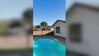 Salomé Muñoz naked and very hot sucks and rides a cock by the pool