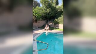 Salomé Muñoz naked and very hot sucks and rides a cock by the pool