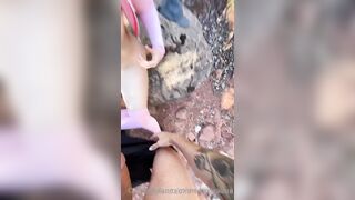 Mia Malkova having sex outdoors in the woods and getting a load on her tits