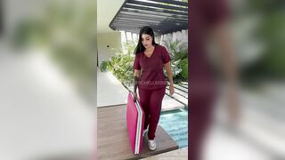 Michelle Rabbit and Paola Vega having sex in a lesbian video after a massage