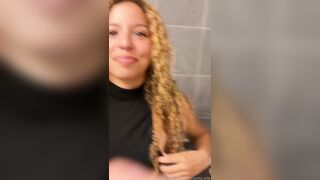 Daring girl having sex in the bathroom with her boyfriend.