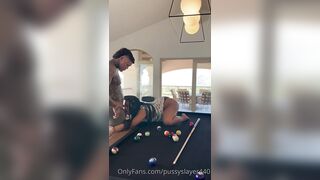 Big-assed brunette fucking hard on the pool table