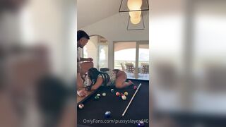 Big-assed brunette fucking hard on the pool table