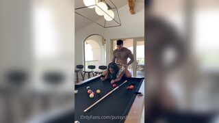 Big-assed brunette fucking hard on the pool table