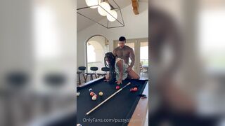 Big-assed brunette fucking hard on the pool table