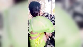 Angie Brand sucking off and fucking her boyfriend in the car.