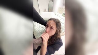 Young woman fucking a guy with a huge black cock, and they cum on her buttocks.