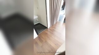 Skinny busty woman gets a facial after being fucked.