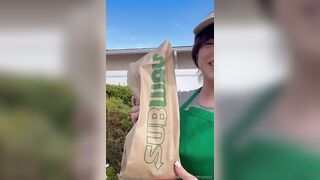 Salomé Muñoz fucking after the food package delivery.