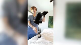 The nurse takes her patients penis and they end up fucking