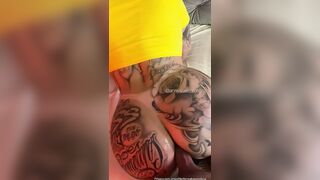 Big assed tattooed girl getting fucked in the ass doggy style