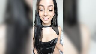 Ohkaybunny, wearing sexy black lingerie, shows off her blowjob skills using a dildo
