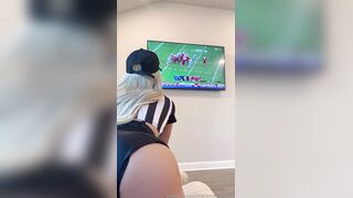 Skyler Haze looking very hot sucking cock and riding it after watching a game