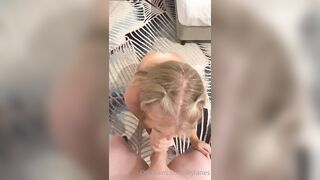 The sexy blonde Lily Lanes touches herself passionately, then sucks a cock and has se