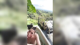 Big-titted, big-assed Latina having sex in the hot tub with her friend